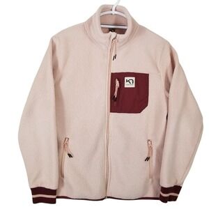 Kari Traa Rothe Fleece Jacket Womens Large Pink Burgundy Full Zip Teddy Coat L